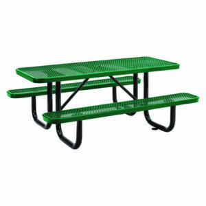 Expanded Steel Picnic Table, Rectangular, 72 x 62 x 29.5, Green Top, Green Base/Legs