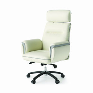 Royal Executive Office Chair, Support up to 300 lb, 19.46"-22.26" Seat Height, White PU Leather Seat, White Faux Leather Back