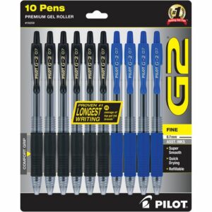 G2 Premium Gel Pen, Retractable, Fine 0.7 mm, Assorted Ink and Barrel Colors, 10/Pack