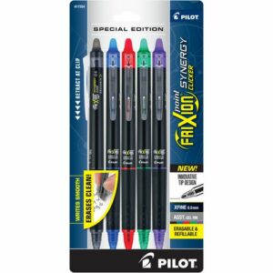 FriXion Synergy Clicker Erasable Gel Pen, Retractable, Extra-Fine 0.5 mm, Assorted Ink and Barrel Colors, 5/Pack