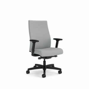 Ignition 2.0 Vinyl Upholstered Mid-Back Task Chair, Adjustable T-Arms, 17" to 21.5" Seat Height, Flint Seat/Back, Black Base
