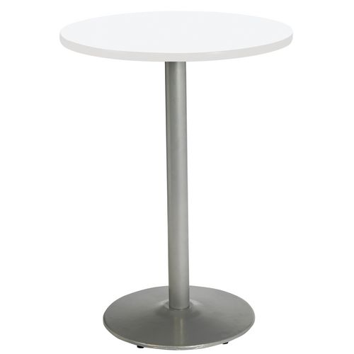 Pedestal Bistro Table with Four Periwinkle Kool Series Barstools, Round, 36" Dia x 41h, Designer White - Image 2
