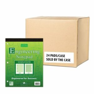 Covered Engineering Pad, 5 sq/in Quadrille Rule, 80 Green 8.5 x 11 Sheets, 24/Carton