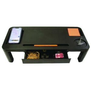 7110017135324, SKILCRAFT Monitor Stand with Storage Drawer, 21 x 9.4 x 3.8, Black