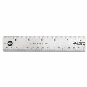 Stainless Steel Office Ruler With Non Slip Cork Base, Standard/Metric, 12" Long