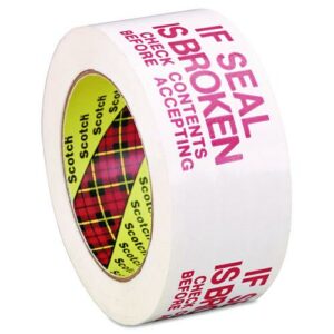 Printed Message Box Sealing Tape, 3" Core, 1.88" x 109 yds, Red/White