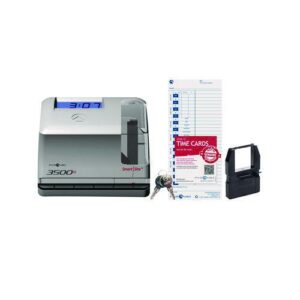 3500 Smart Site Punch Card Time Clock System, DC Powered Operation, Light Gray