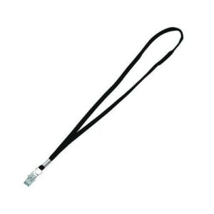 Metal Flat Clip Lanyard, 36" Long, Black, 100/Pack