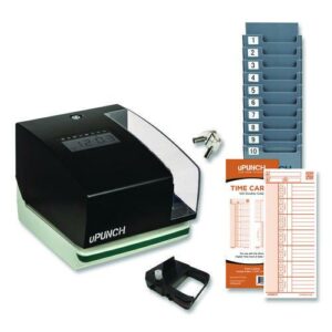 Digital Time Clock and Date Stamp Bundle, Digital Display, Black