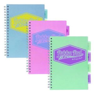 B5 Size Project Book, 4-Subject, Medium/College Rule, Assorted Pastel Cover Colors, (100) 9.8 x 6.9 Sheets, 3/Pack