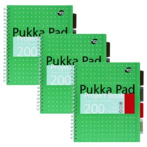 Letter Size Project Book, 5-Subject, Medium/College Rule, Metallic Green/White Cover, (100) 11 x 8.5 Sheets, 3/Pack