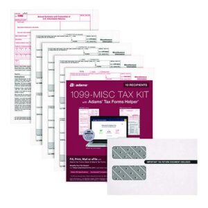 4-Part 1099-MISC Tax Form Kit with Security Envelopes and Tax Forms Helper, 2024, 8 x 5, 2 Forms/Sheet, 10 Forms Total