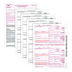 4-Part 1099-INT Tax Forms with Tax Forms Helper, Fiscal Year: 2024, 4-Part Carbonless, 8 x 5.5, 2 Forms/Sheet, 24 Forms Total