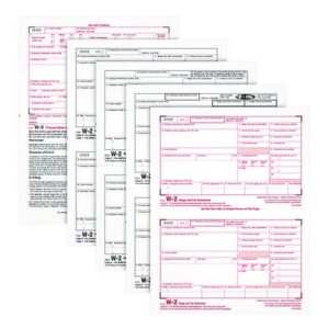 4-Part W-2 Tax Forms with Tax Forms Helper, Fiscal Year: 2024, Four-Part Carbonless, 8.5 x 5.5, 2 Forms/Sheet, 50 Forms Total