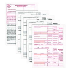 4-Part 1099-MISC Tax Forms with Tax Forms Helper, 2024, Four-Part Carbonless, 8.5 x 5.5, 2 Forms/Sheet, 50 Forms Total
