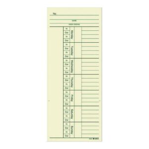 Time Cards for Acroprint, Amano and Lathem Time Clocks, Two Sides, 3.4 x 8.25, 200/Pack