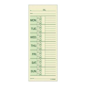 Time Cards for Pyramid 1000 Time Clock, Two Sides, 3.38 x 9, 200/Pack