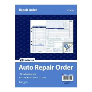 Multipart Auto Repair Work Order Forms with Checklist for Routine Jobs, Three-Part Carbonless, 10.94 x 8.5, 50 Forms Total