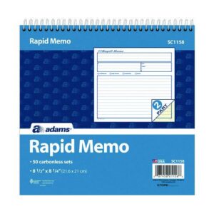 Rapid Memo Pad, Two-Part Carbonless, 8.5 x 7.75, 50 Forms Total