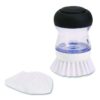 Good Grips Soap Dispensing Palm Brush, Whie Nylon Bristles, 4" Brush, Clear/Black Handle - Image 2