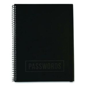 Large Password Log Book, User-Name/Password Format, Black Cover, (48) 10 x 7.5 Sheets