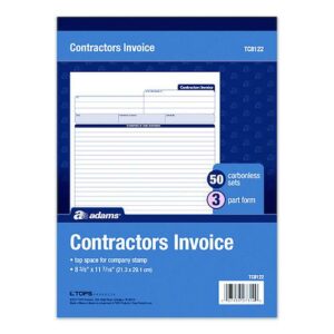 Multipart Contractors Invoice Pad, Three-Part Carbonless, 8.34 x 10.84, 50 Forms Total
