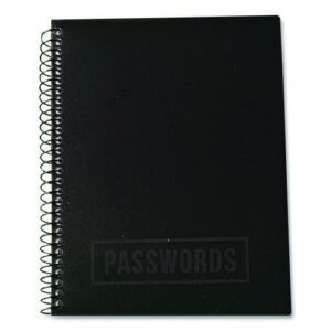Small/Mini Password Log Book, User-Name/Password Format, Black Cover, (60) 7 x 5.5 Sheets