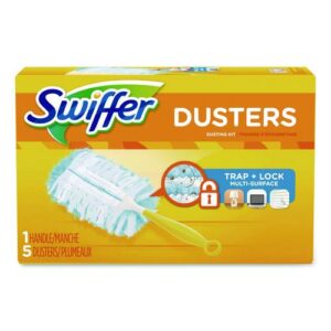 Dusters Starter Kit, Dust Lock Fiber, 6" Handle, Blue/Yellow