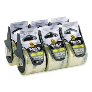 MAX Packaging Tape with Dispenser, 1.5" Core, 1.88" x 22 yds, Crystal Clear, 6/Box