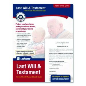 Last Will and Testament Digital Forms Kit with Manual and Estate Guide, Inkjet/Laser, 8.5 x 11, Unlimited Number of Forms