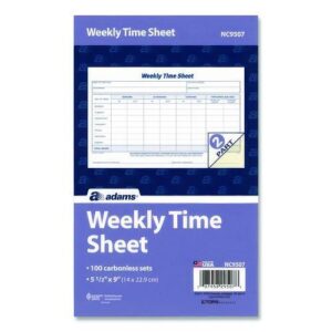 Weekly Time Sheets, Two-Part Carbonless, 8.5 x 5.5, 100 Forms Total