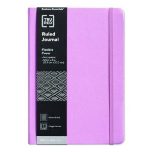 Flexible-Cover Business Journal with Elastic Closure, 1-Subject, Narrow Rule, Mauve Cover, (128) 8 x 5.5 Sheets