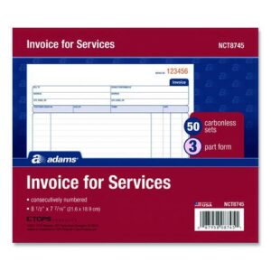 Multipart Service Invoice Pad, Three-Part Carbonless, 8.5 x 6.94, 50 Forms Total