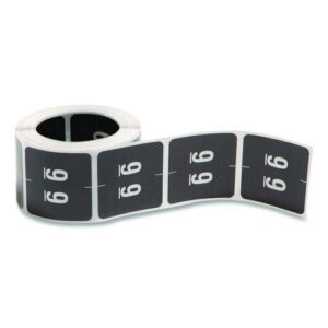 Numerical End Tab File Folder Labels, 9, 1.5 x 1.5, Black, 250/Roll