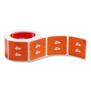 Numerical End Tab File Folder Labels, 4, 1.5 x 1.5, Orange, 250/Roll