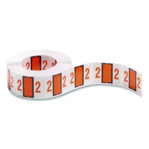 Numerical End Tab File Folder Labels, 2, 1 x 1.25, White, 500/Roll