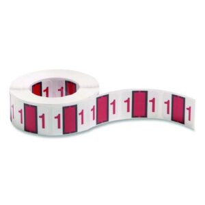 Numerical End Tab File Folder Labels, 1, 1 x 1.25, White, 500/Roll