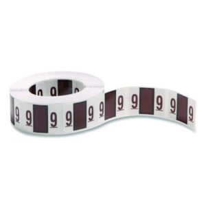 Numerical End Tab File Folder Labels, 9, 1 x 1.25, White, 500/Roll
