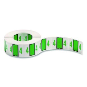 Numerical End Tab File Folder Labels, 4, 1 x 1.25, White, 500/Roll