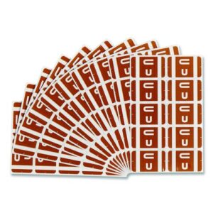 AlphaZ Color-Coded Second Letter Alphabetical Labels, U, 1 x 1.63, Dark Brown, 10/Sheet, 10 Sheets/Pack