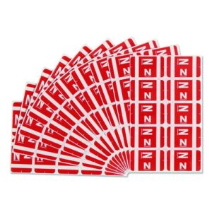 AlphaZ Color-Coded Second Letter Alphabetical Labels, N, 1 x 1.63, Red, 10/Sheet, 10 Sheets/Pack