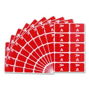 AlphaZ Color-Coded Second Letter Alphabetical Labels, A, 1 x 1.63, Red, 10/Sheet, 10 Sheets/Pack