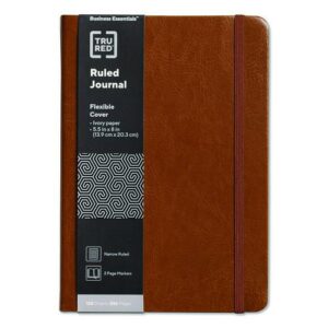 Flexible-Cover Business Journal with Elastic Closure, 1-Subject, Narrow Rule, Cognac Cover, (128) 8 x 5.5 Sheets