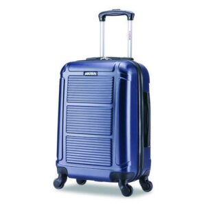 Pilot Hard Side Carry-On Suitcase, Four-Wheeled Spinner, 14.37 x 8.86 x 21.46, Blue