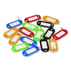 Colored Key Tags, Plastic, 0.9 x 2, Assorted, 20/Pack