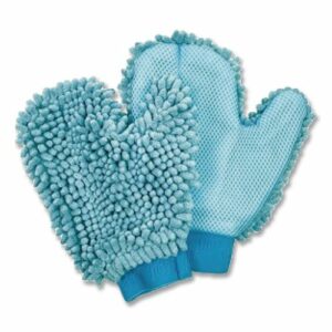 Chenille Scrubbing Mitts, Blue, 2 Mitts
