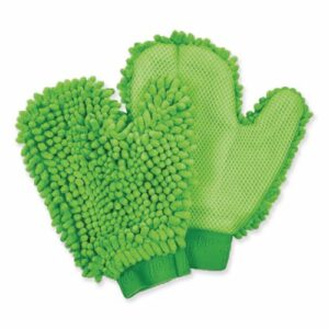 Chenille Scrubbing Mitts, Green, 2 Mitts