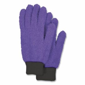 Microfiber Dusting Gloves, Purple with Black Cuffs, 2 Gloves