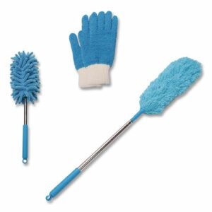 Dusting Set, Feather Duster, Dusting Wand, 2 Gloves, Blue