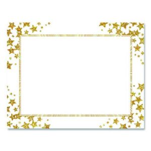 Award Certificates, 8.5 x 11, White with Gold/White Star Border, 25/Pack